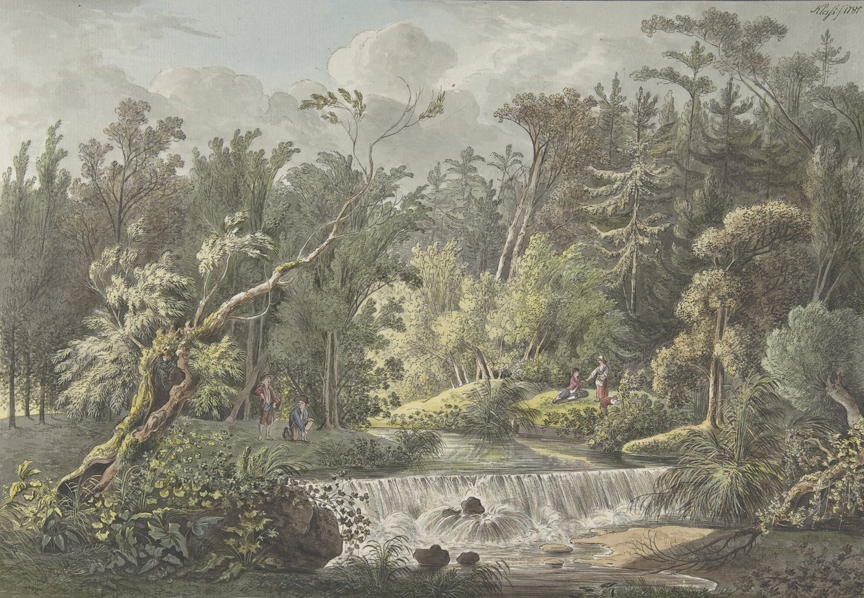 Landskap med vattenfall, sent 1700-tidigt 1800-tal. av Friedrich Christian Klass