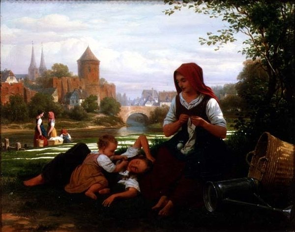 The Bleaching Ground, 1800-talet av Friedrich Edouard Meyerheim