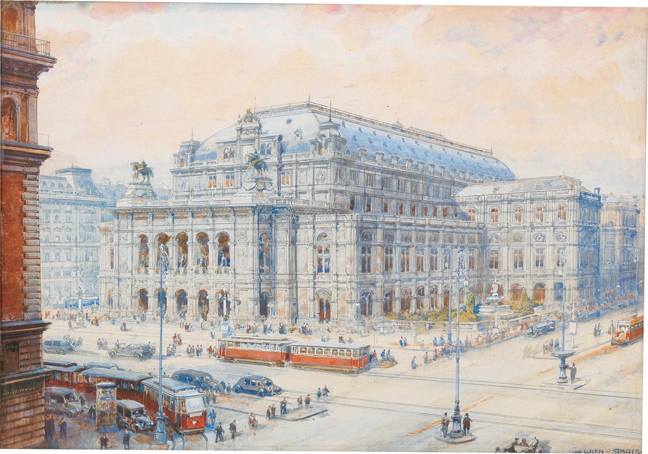 Utsikt över Wiens statsopera. av Friedrich Frank