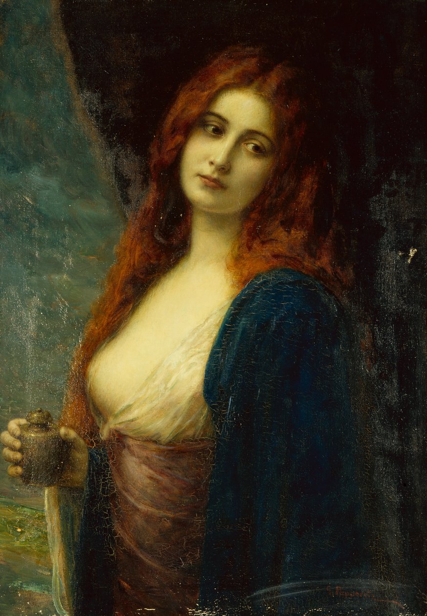 En ung flicka (olja på duk) av Friedrich Georg Papperitz