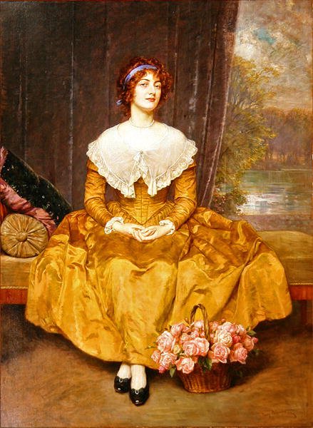 Porträtt av en dam (olja på duk) av Friedrich Georg Papperitz