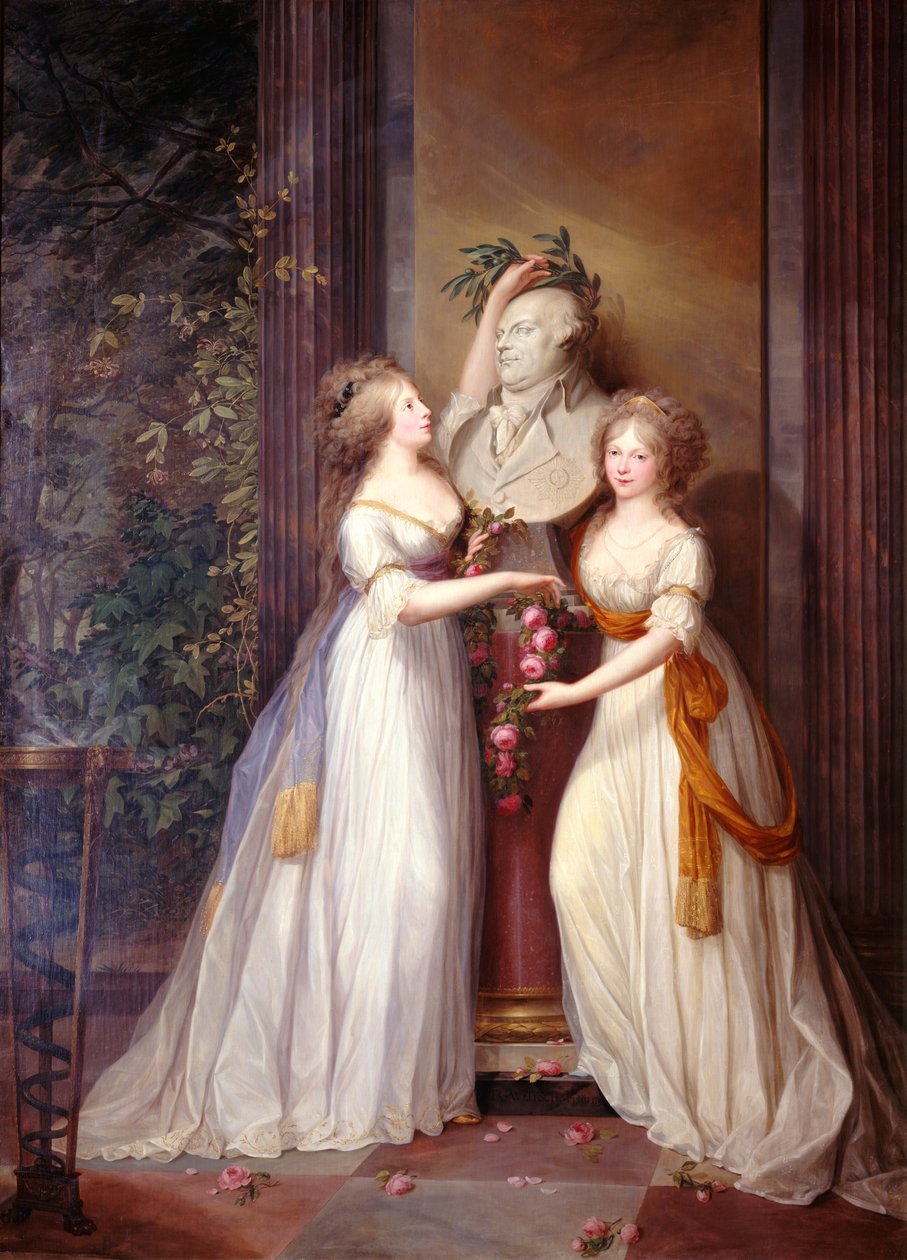 Luise och Friederike vid bysten av Friedrich Wilhelm II av Friedrich Georg Weitsch