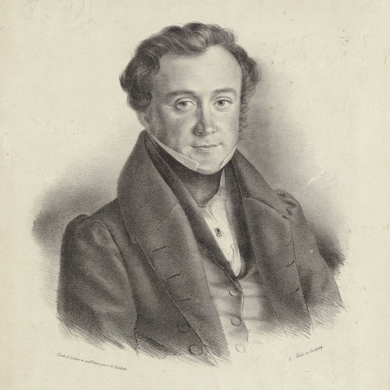 Porträtt av kompositören Johann Wenzel Kalliwoda 1801-1866. av Friedrich Gustav Schlick