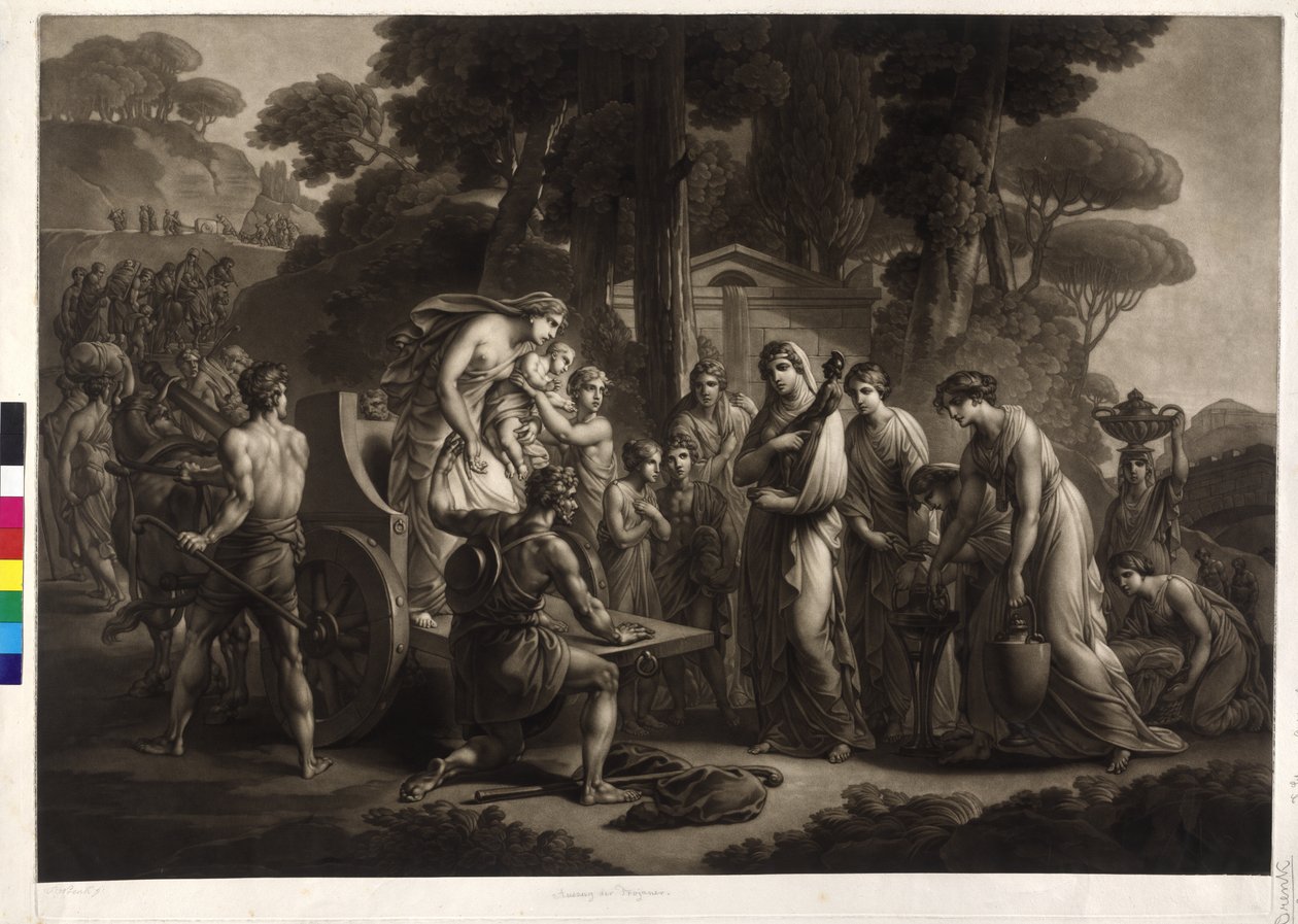 Lucius Albinus erbjuder de vestaliska jungfrurna sin bil vid av Friedrich Heinrich Fuger