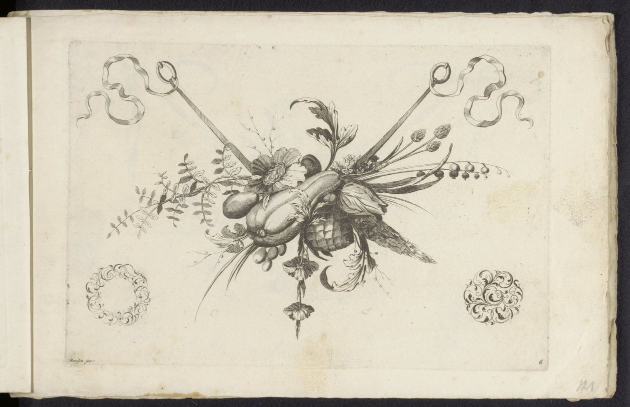 Festival med blommor, bladeren och vruchten Annan ny festong av blommor och frukter (serietitel) av Friedrich Jacob Morisson