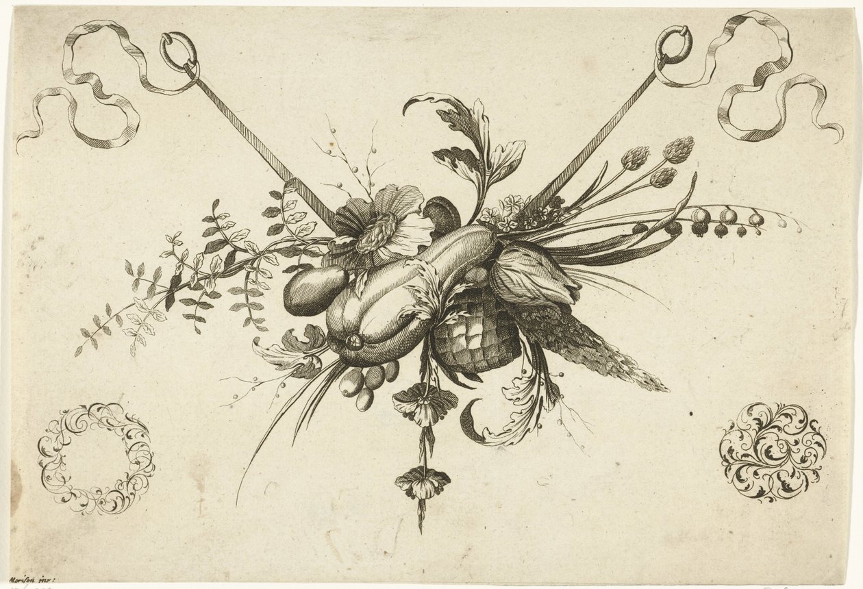 Festival med blommor, bladeren och vruchten Annan ny festong av blommor och frukter (serietitel) av Friedrich Jacob Morisson