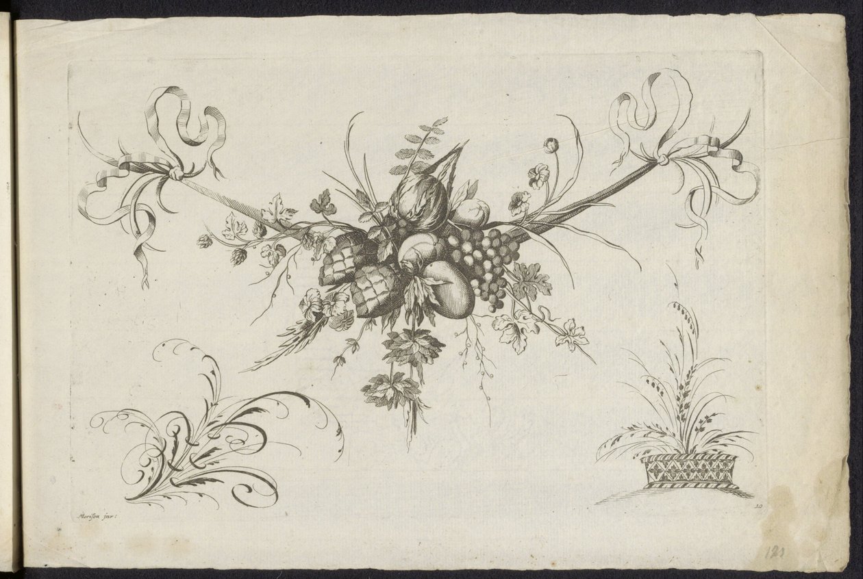 Festool van vruchten, bladeren och bloemen Annan ny festong av blommor och frukter (serietitel) av Friedrich Jacob Morisson
