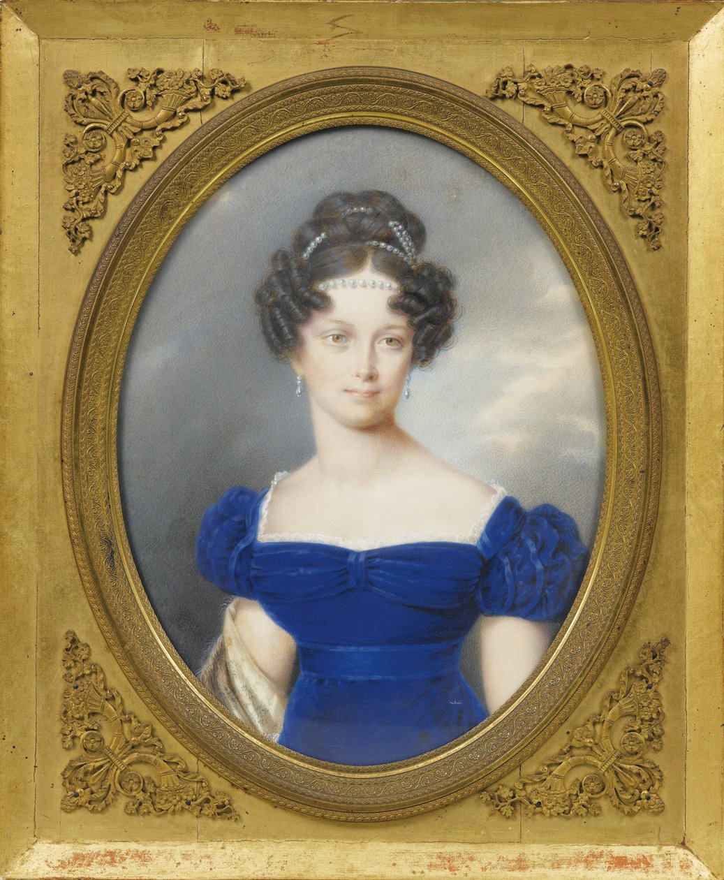 Prinsessan Henrietta av Nassau-Weilburg (1797-1829), hustru till ärkehertig Karl av Österrike par Lieder, Friedrich Johan Gottlieb (1780-1859), - Akvarell, Gouache på kartong, 21,2x16 - Privat samling av Friedrich Johann Gottlieb Lieder