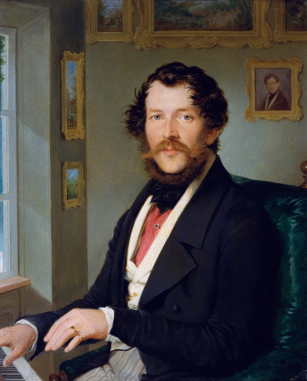 Porträtt av en gentleman framför pianot av Friedrich Johann Gottlieb Lieder