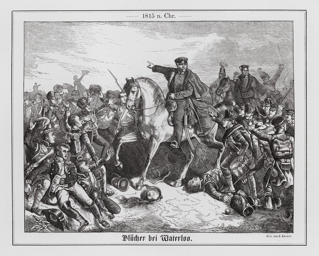 Fältmarskalk Blucher vid slaget vid Waterloo av Friedrich Kaiser