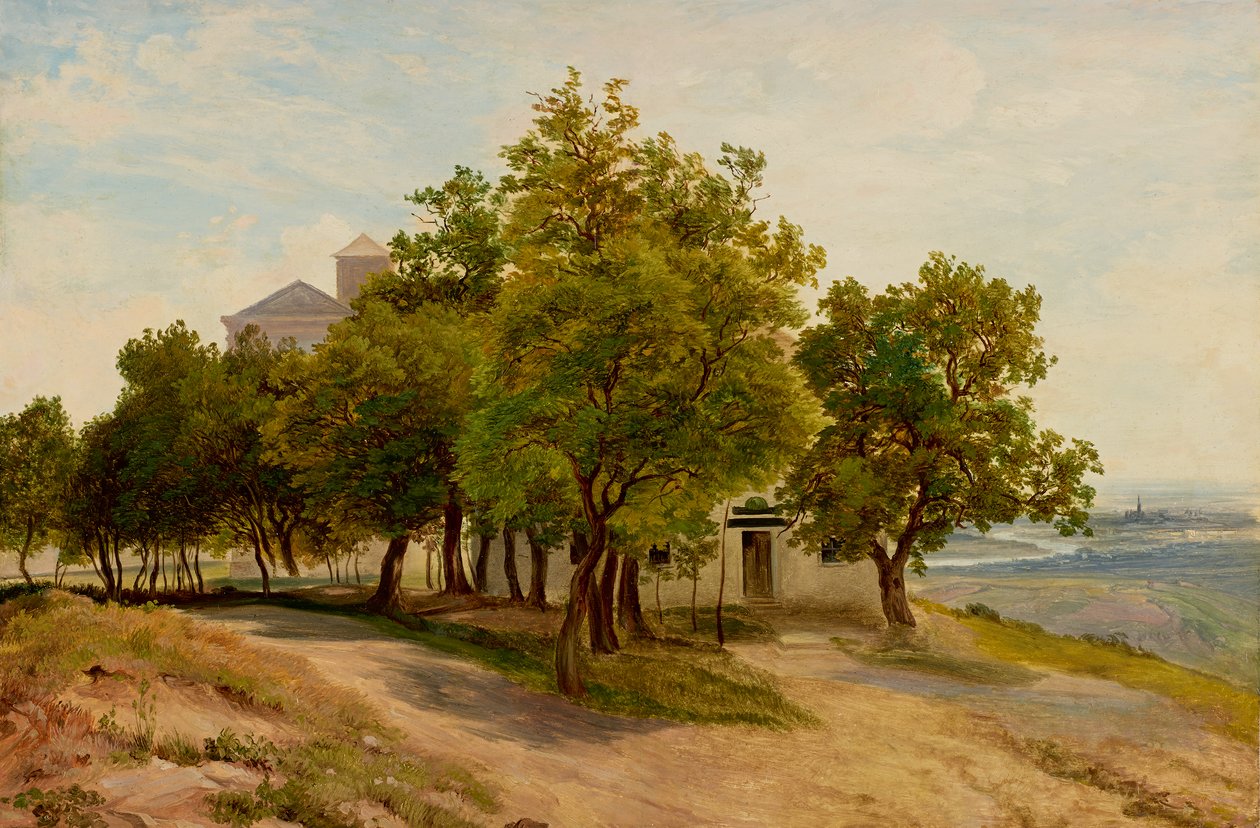 Grupp av träd på Kahlenberg med utsikt över Wien av Friedrich Loos