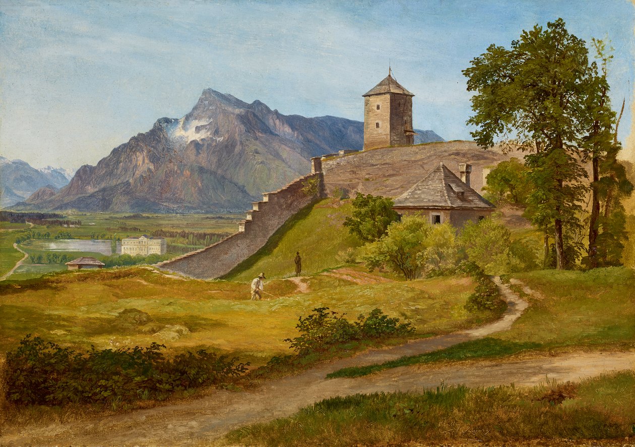 Militärvakthuset och Josefsturm på Salzburg Mönchsberg av Friedrich Loos