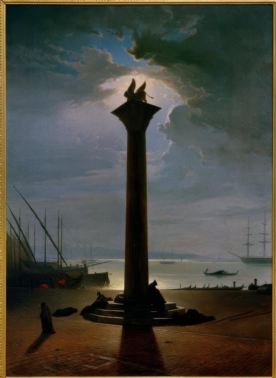 Markuspelaren i Venedig i månsken av Friedrich Nerly