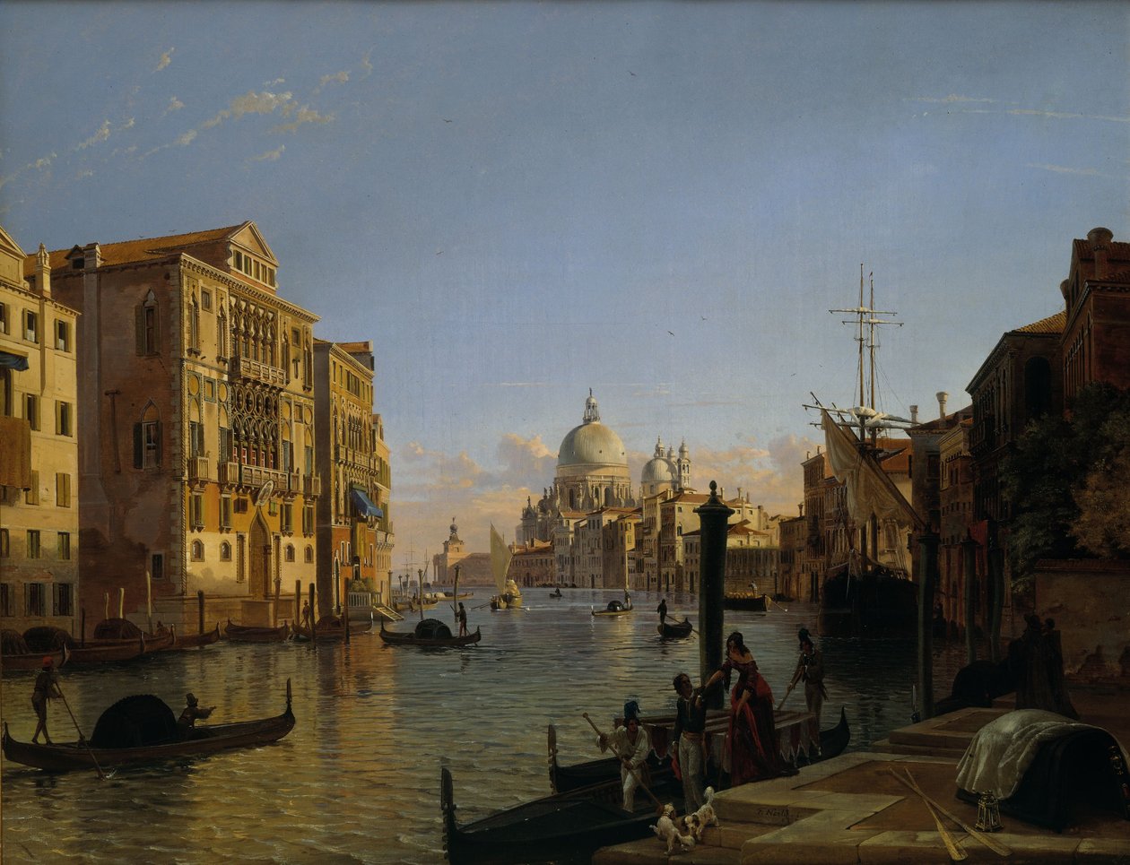 Canal Grande med utsikt över Santa Maria della Salute Venedig av Friedrich Nerly