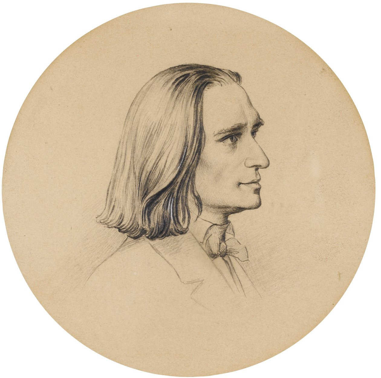 Porträttteckning av Franz Liszt av Friedrich Preller the Elder