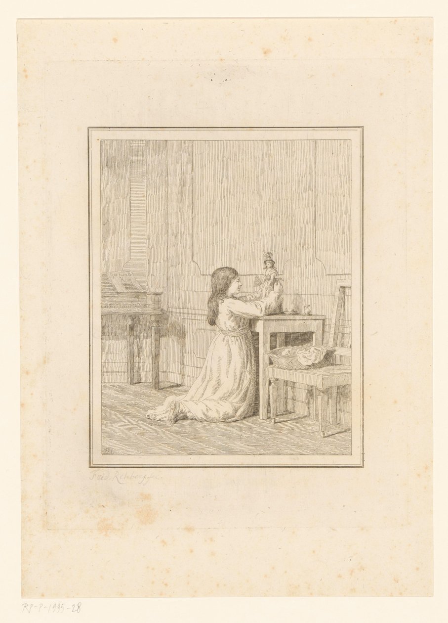 Flicka med docka Scener från vardagen i Italien (serietitel) Figur prese dal vero (serietitel på objekt) av Friedrich Rehberg