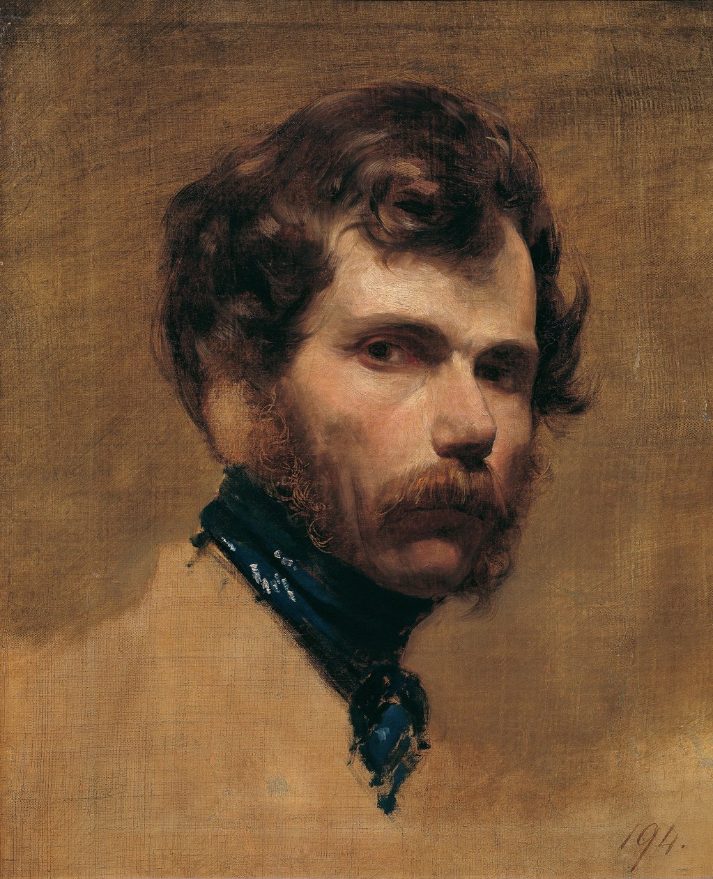 Självporträtt med blå halsringning. av Friedrich Ritter von Amerling