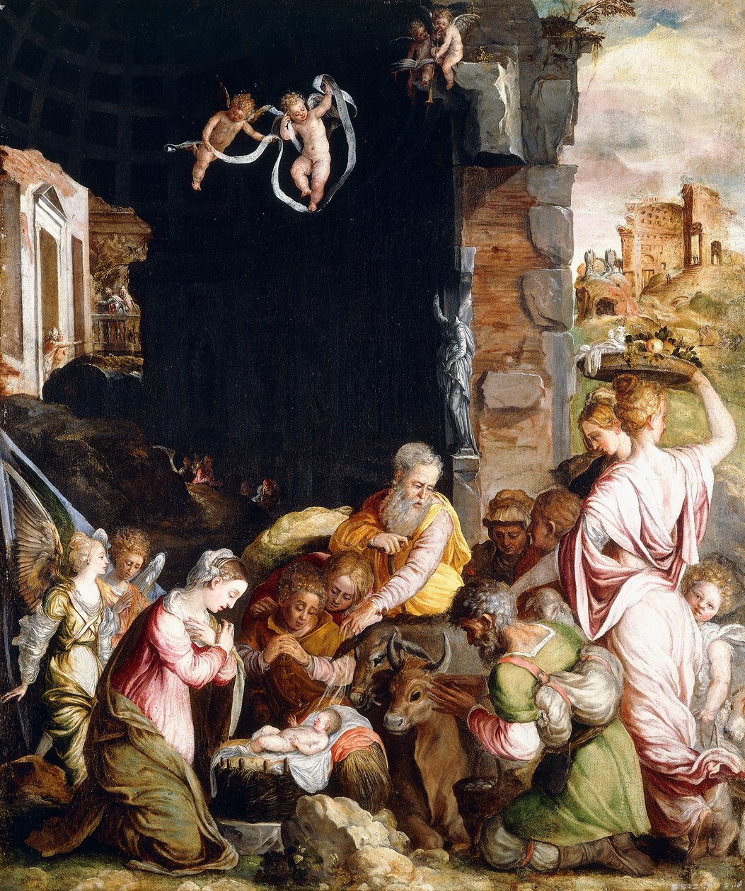 Tillbedjan av herdarna av Friedrich Sustris