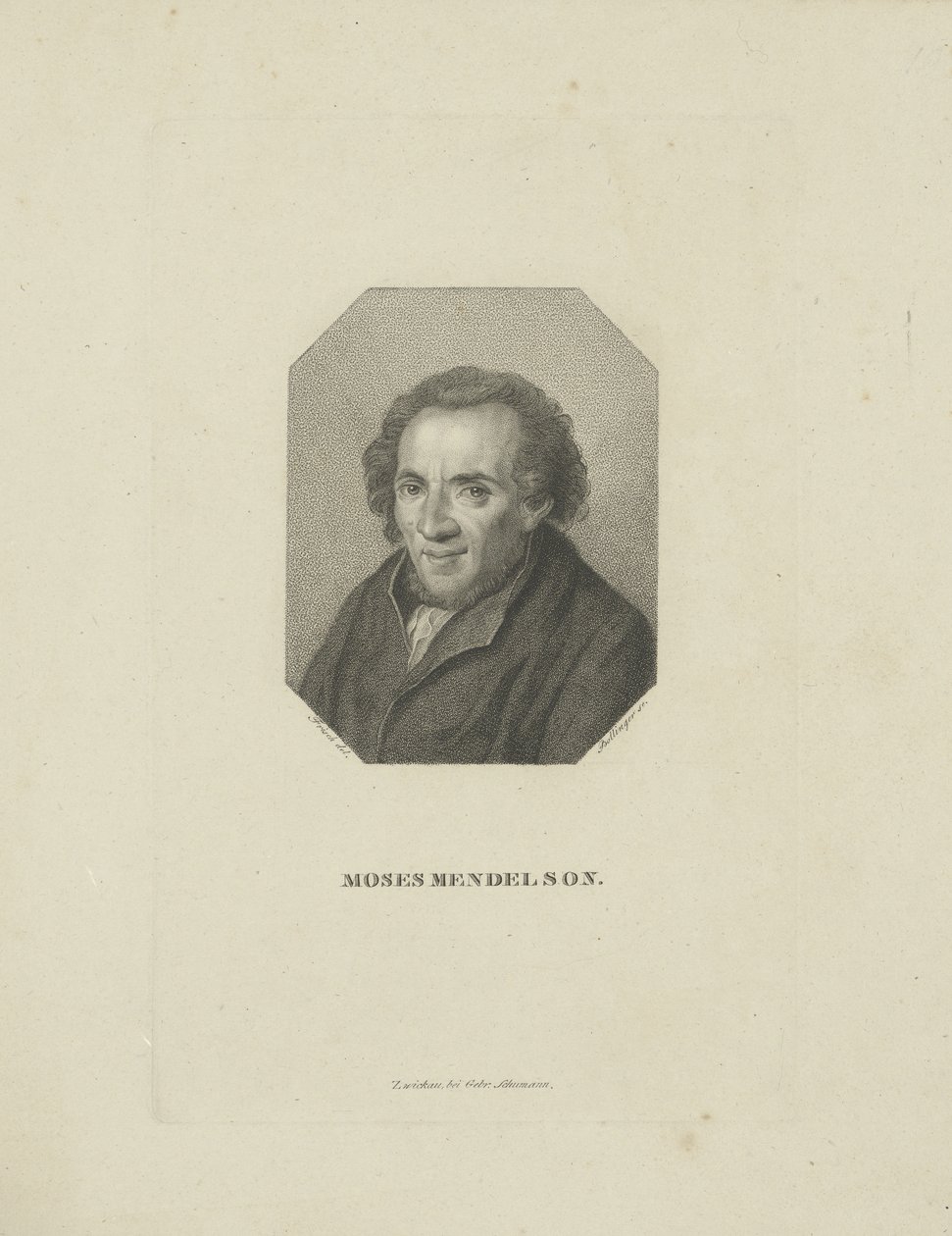 Porträtt av Moses Mendelssohn 1729-1786, 1818. av Friedrich Wilhelm Bollinger