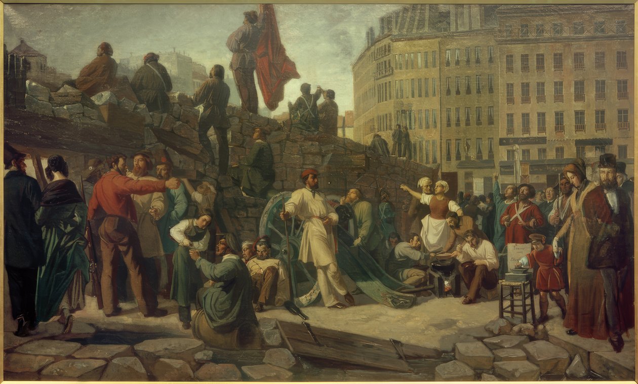 Feburarevolution 1848, Pariser Barrikaden / Gem. v. Martersteig av Friedrich Wilhelm Martersteig