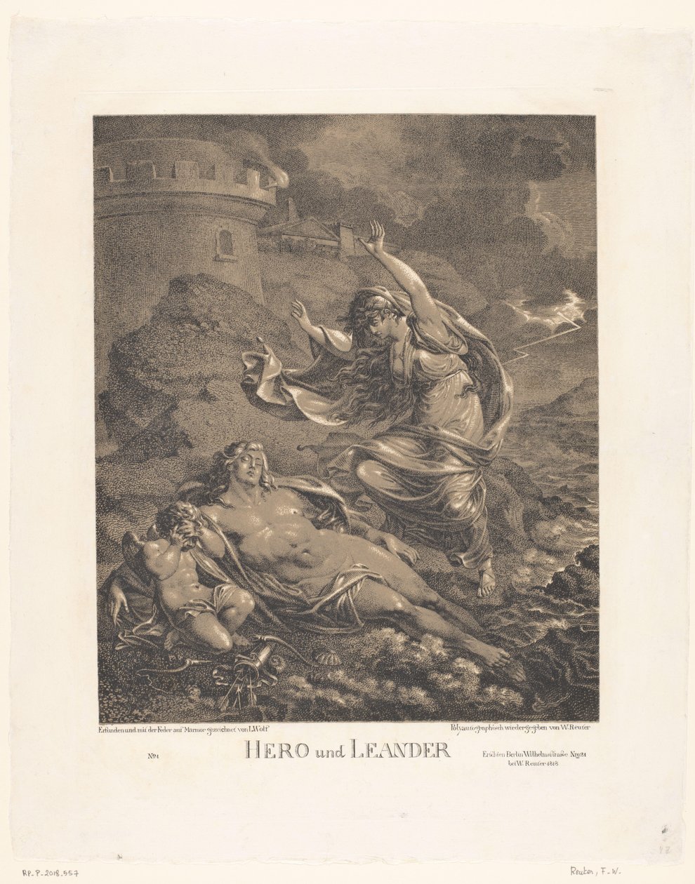 Hero en Leander Hero und Leander (titel på objekt) av Friedrich Wilhelm Reuter