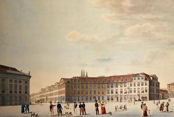 Kungens torg i Kassel (penna & akvarell på papper) av Friedrich Wilhelm Selig