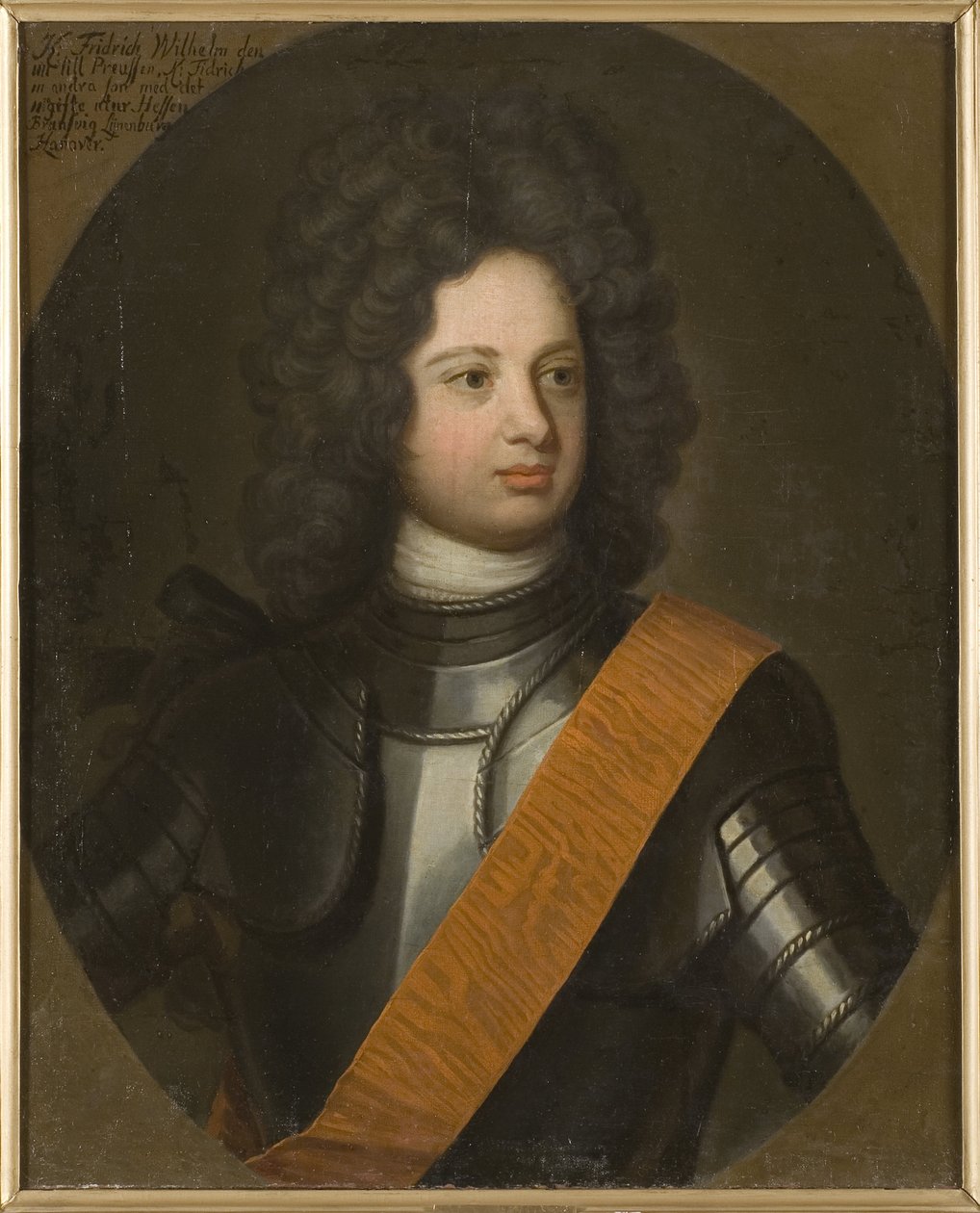 Frederic Guillaume I de Prusse, dit le roi sergent - Porträtt av Fredrik Vilhelm I (1688-1740), kung i Preussen, av Weidemann, Friedrich Wilhelm (1668-1750). Olja på duk, tidigt 1700-tal.. Mått: 88,5x73,5 cm. Nationalmuseum Stockholm av Friedrich Wilhelm Weidemann