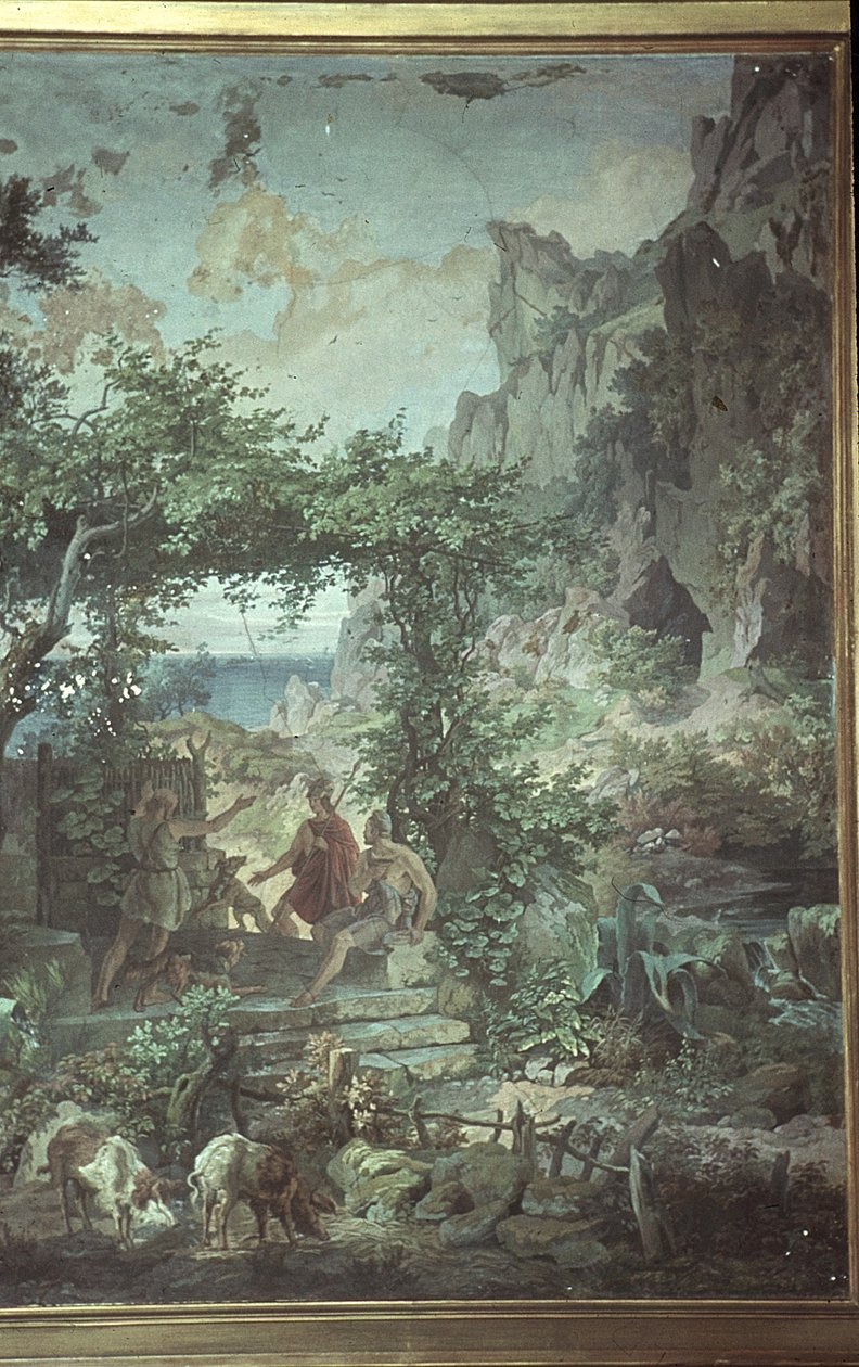 Odysseus hos svinhjorden Eumaeus, Scener från Odysséen av Friedrich the Elder Preller