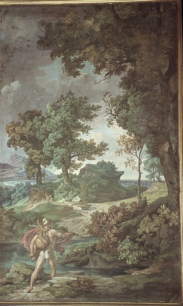 Återvändande Odysseus från jakten, Scener från Odysséen av Friedrich the Elder Preller