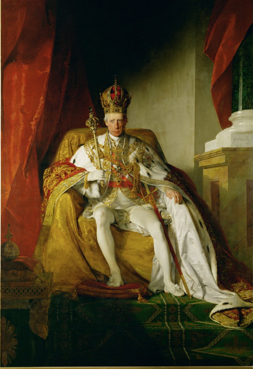 Kejsar Frans I i kröningsdräkt av det österrikiska kejsardömet... av Friedrich von Amerling