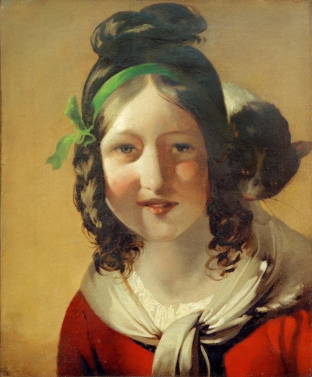 Skrattande flicka med katt av Friedrich von Amerling