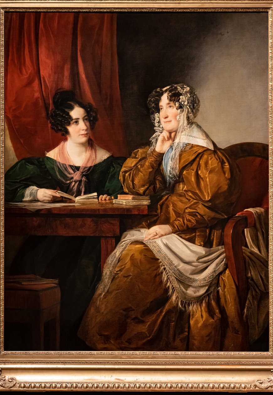 Porträtt av baronessan Henriette von Pereira - Armstein med sin dotter Flora av Friedrich von Amerling