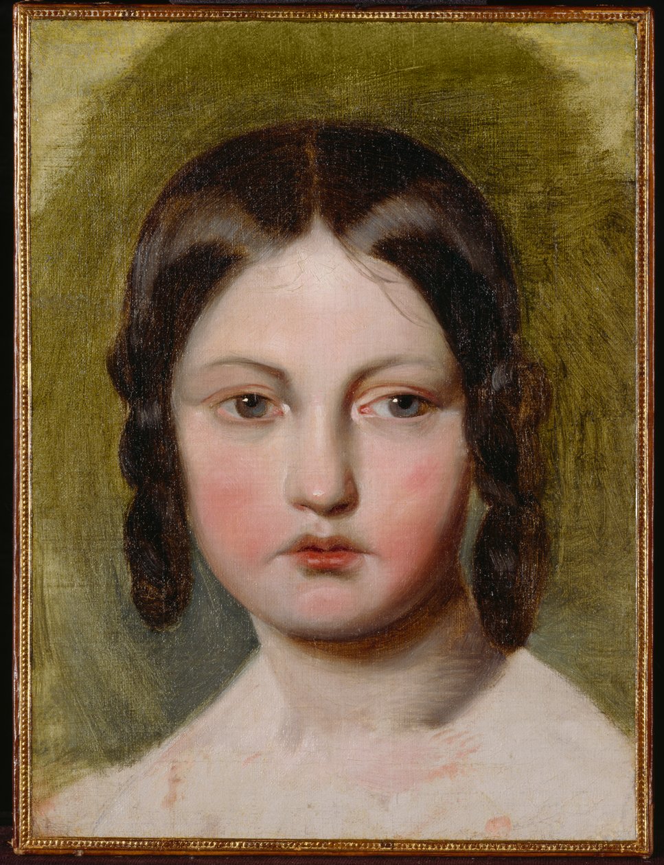 Porträtt av en ung flicka (olja på duk) av Friedrich von Amerling