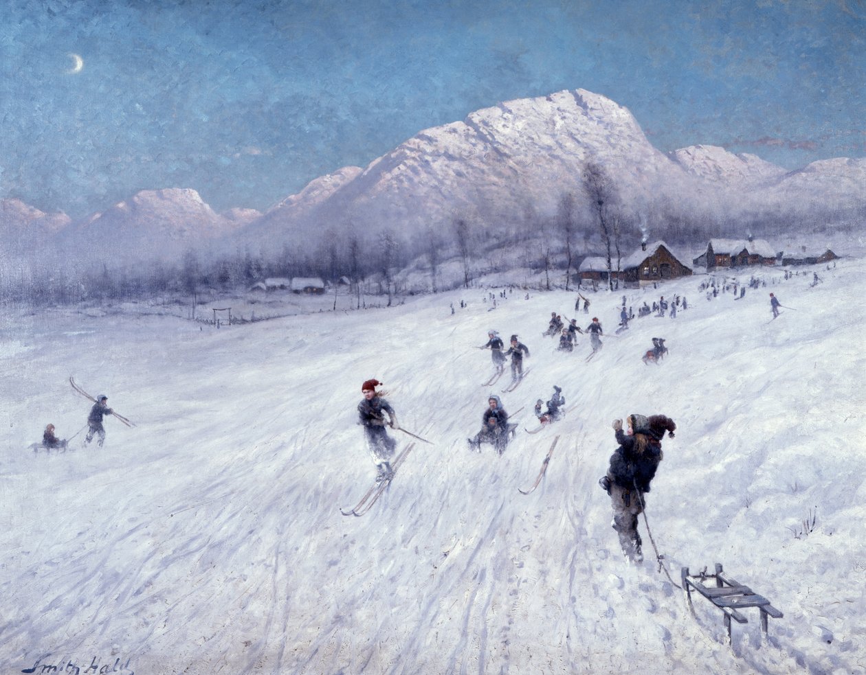 Vintereftermiddag under Ulriken (Bergen) (olja på duk) av Frithjof Smith Hald