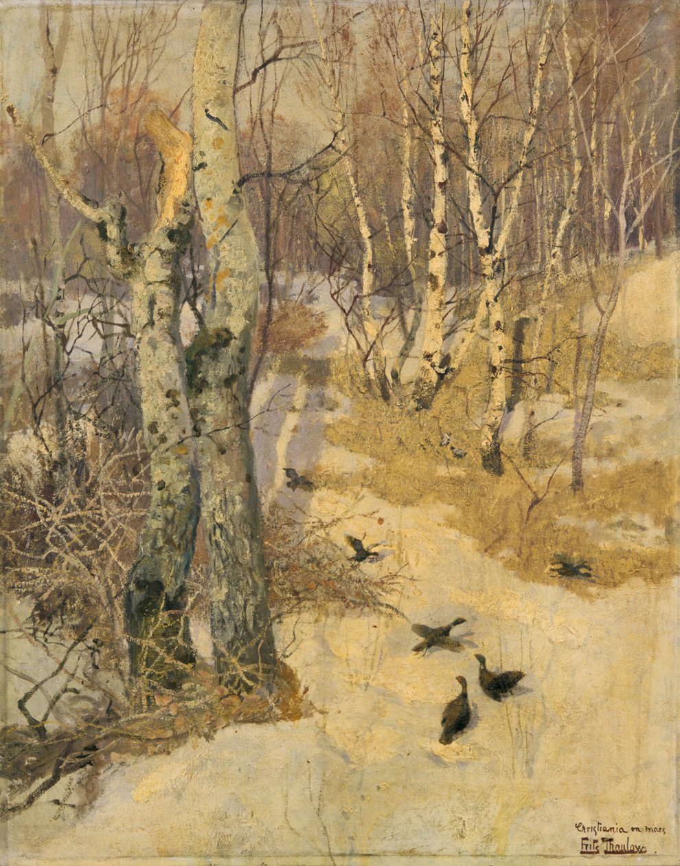 Skog täckt av snö, 1800-talet. av Fritz Thaulow