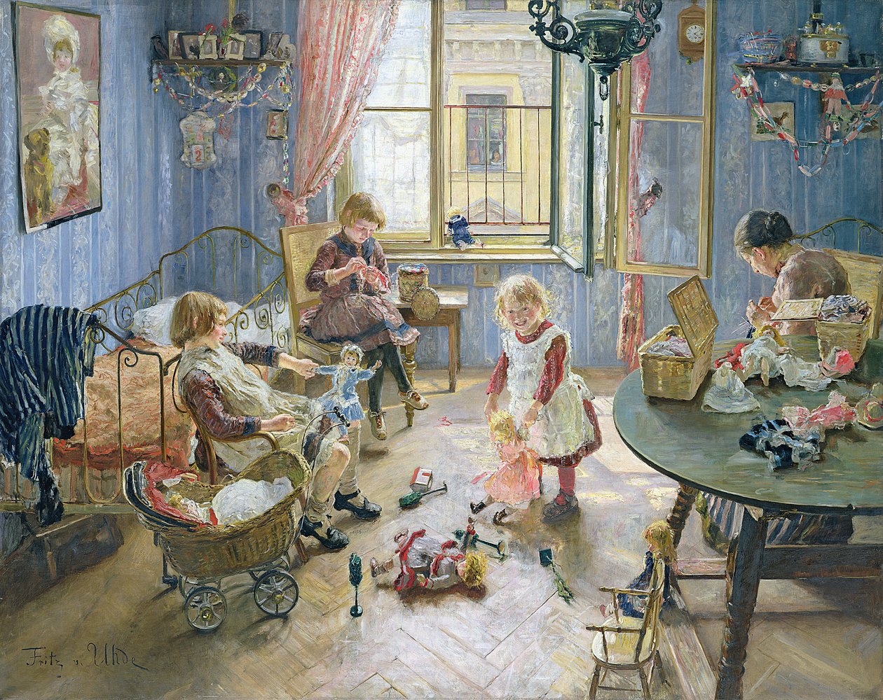 The Nursery, 1889 swed av Fritz von Uhde