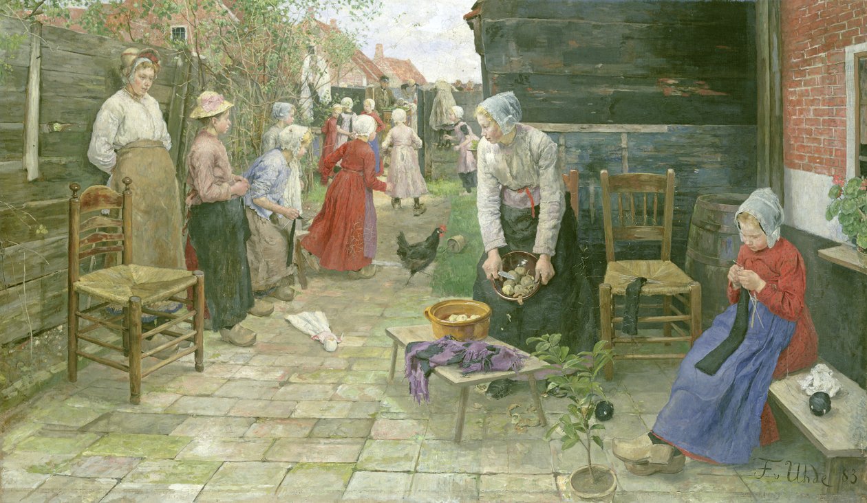 Orgelkvarnen kommer, 1883 av Fritz von Uhde