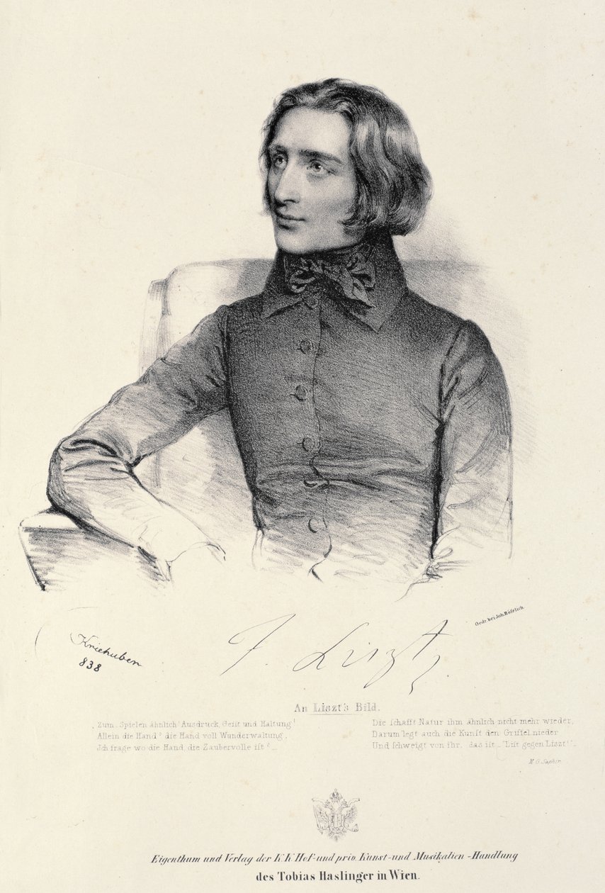 Porträtt av Franz Liszt (1811-86) av Fritz Kriehuber