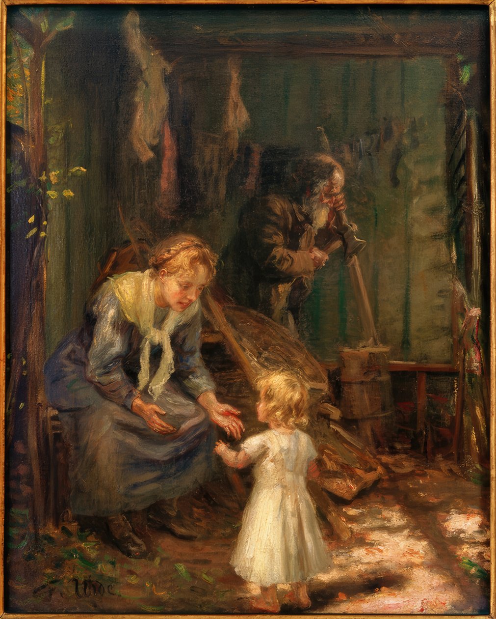 Helig familj i verkstaden av Fritz von Uhde