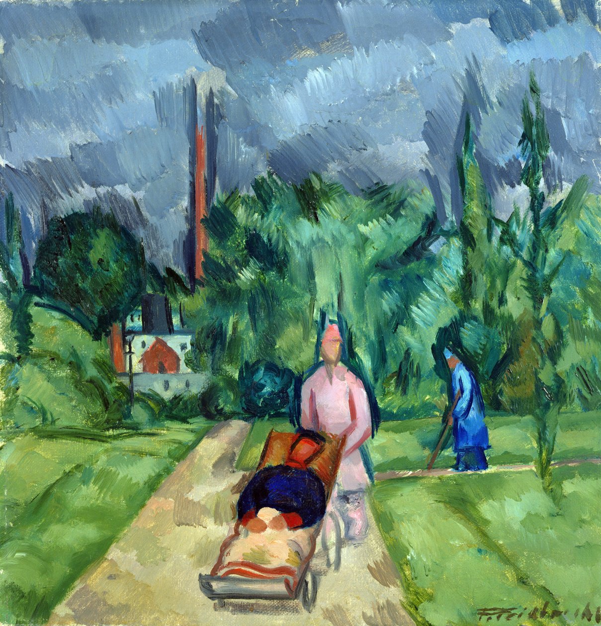 In the Gardens of the Military Hospital III, 1915 av Fritz Friedrichs