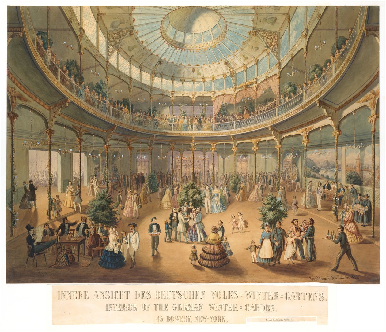 Interiörvy av det tyska folkets vinterträdgård. Interiör av den tyska vinterträdgården..., 1856. av Fritz Meyer