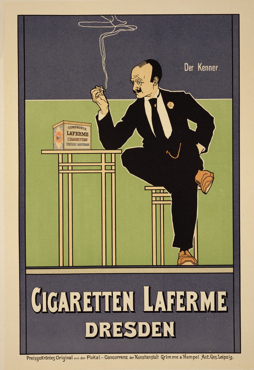 Reproduktion av en affisch med reklam för "Laferme"-cigaretter, Dresden av Fritz Rehm