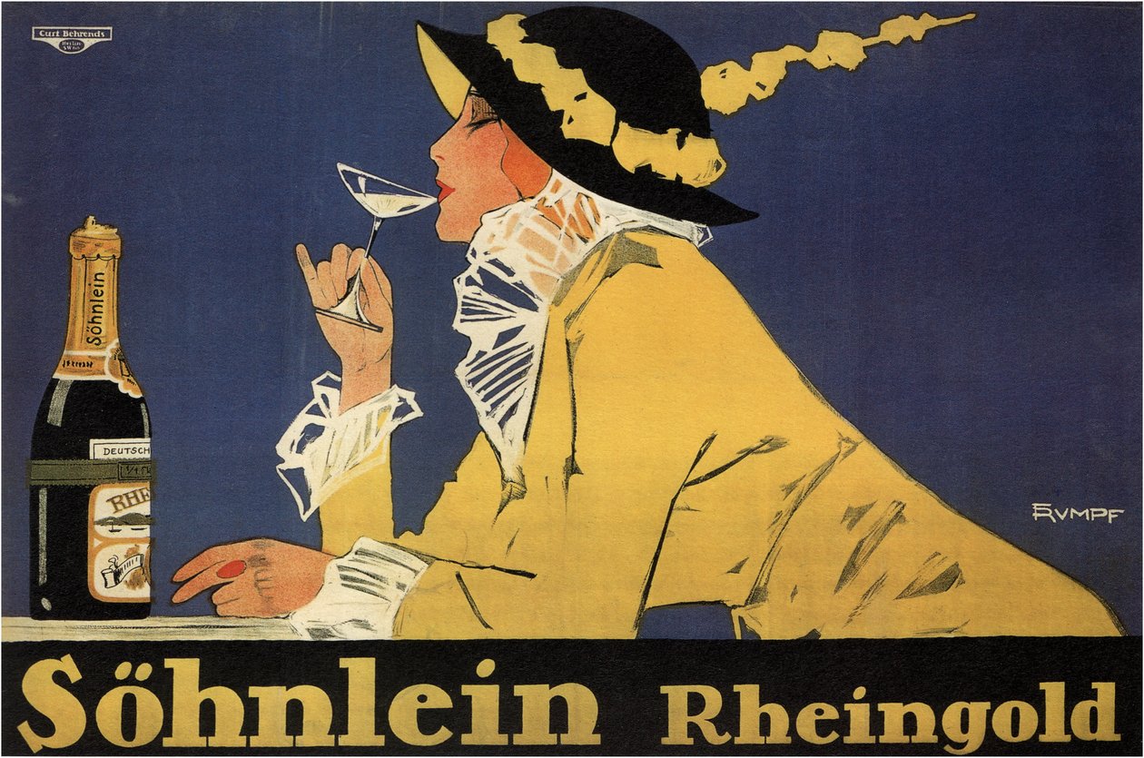 reklam för mousserande vin Sohnlein Rheingold av Fritz Rumpf