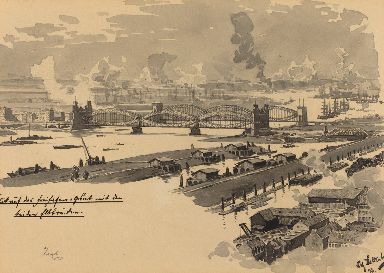 Frihamn med Elbe-broarna av Fritz Stoltenberg