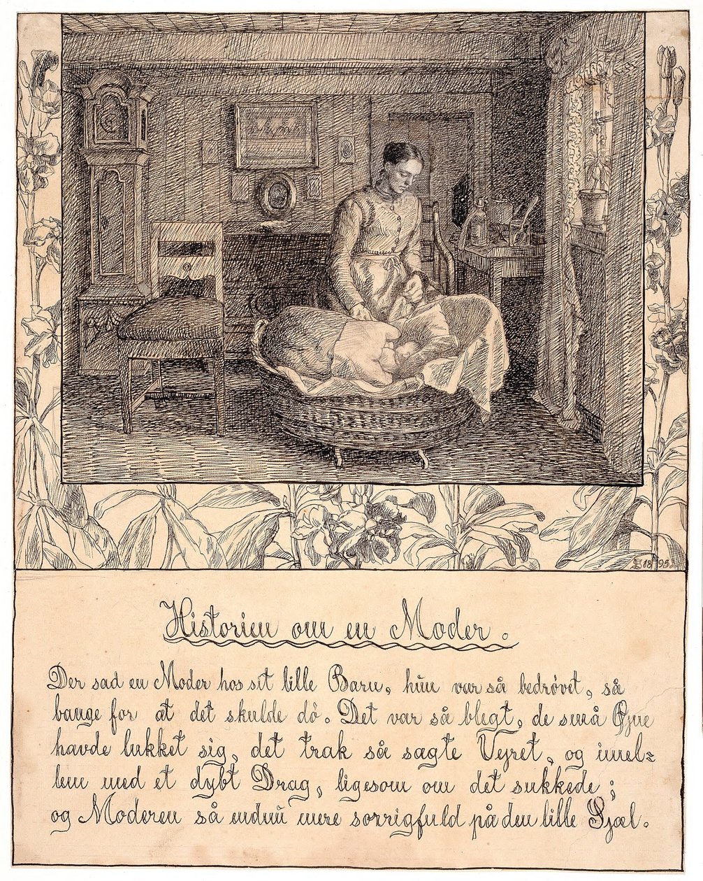 Det satt en mamma med sitt lilla barn... av Fritz Syberg