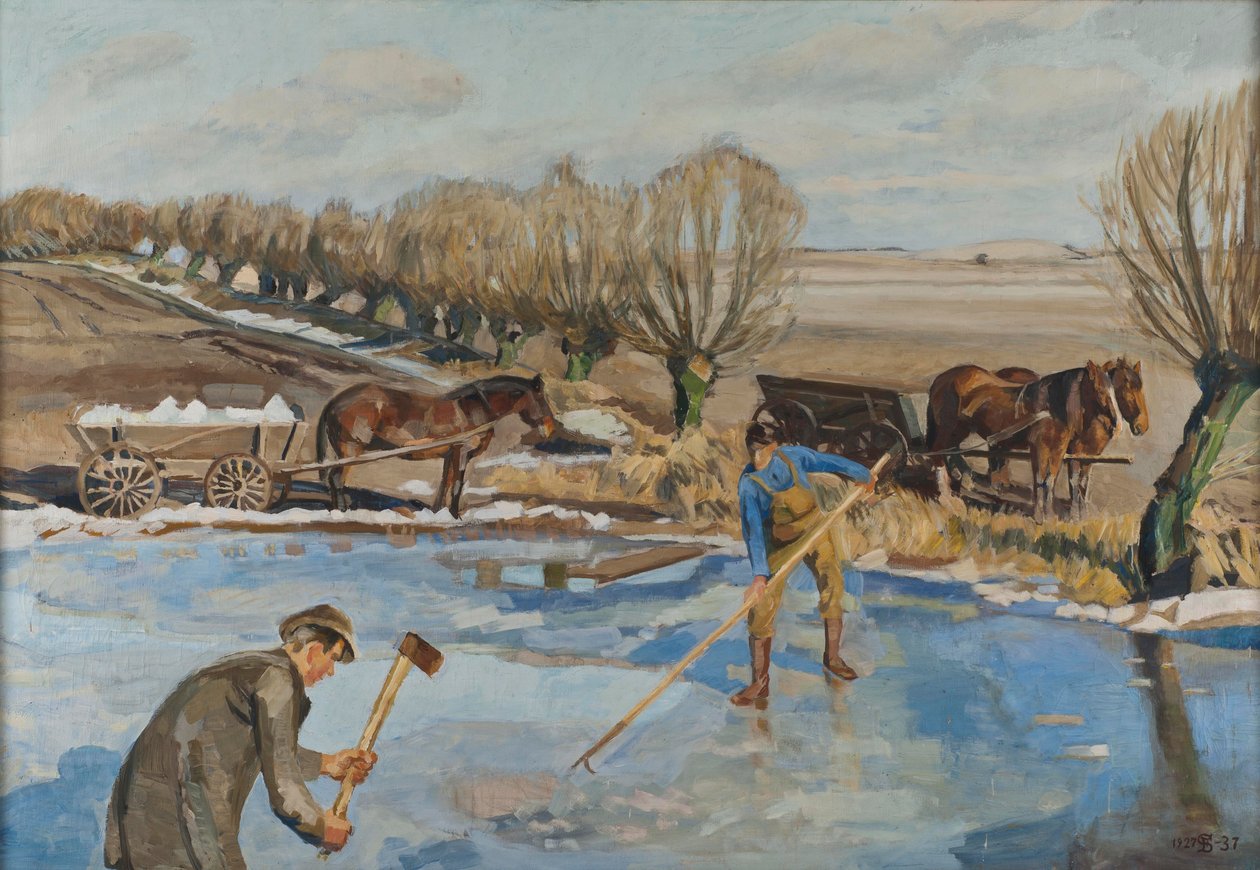 Drängar som hämtar is, 1927 av Fritz Syberg