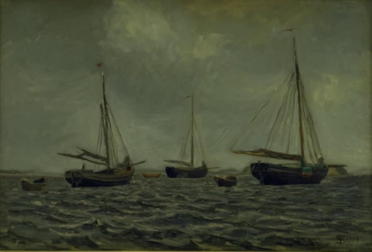 Skeppar vid ankar av Fritz Syberg