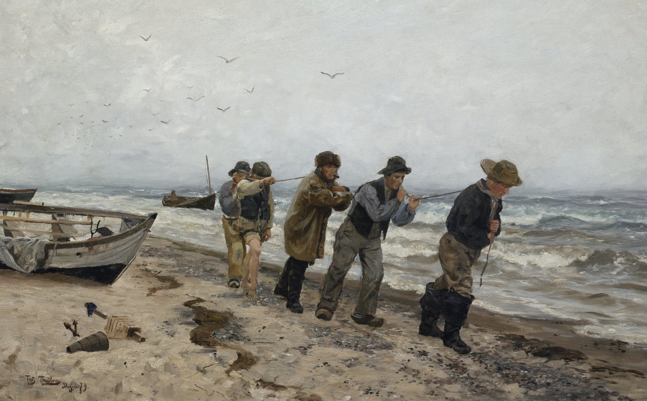 Hemvändande fiskare, Skagen av Fritz Thaulow