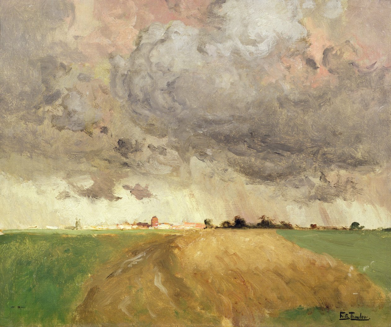 Storm i Delft (olja på duk) av Fritz Thaulow
