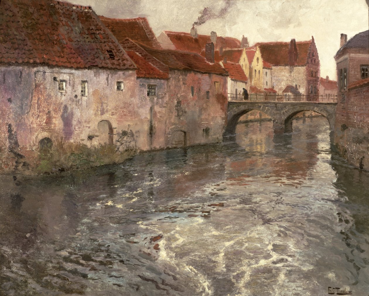Bron i Antwerpen (eller Oudenard), 1902 av Frits Thaulow